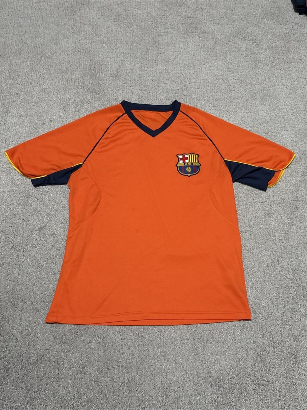 FC Barcelona fan Orange jersey with navy V-neck See Measurement For Size